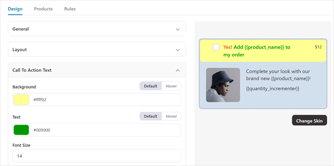Personalizarea designului textului de tip „order bump” pentru FunnelKit