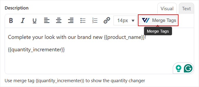 Adăugarea etichetelor de îmbinare la bump-ul comenzii FunnelKit