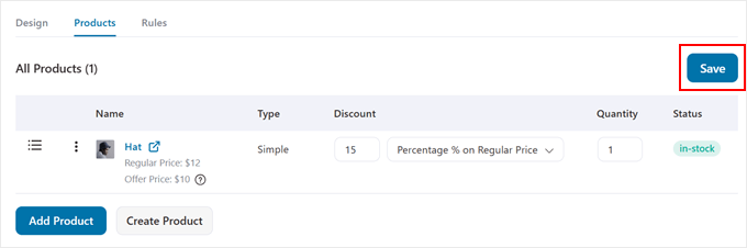 Salvarea reducerii de creștere a comenzii FunnelKit