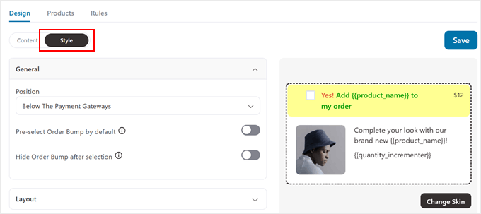 Personalizarea stilului ofertei suplimentare FunnelKit