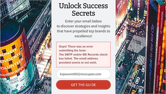 OptinMonster blocking a temporary email address from being used OptinMonster blocking a temporary email address from being used