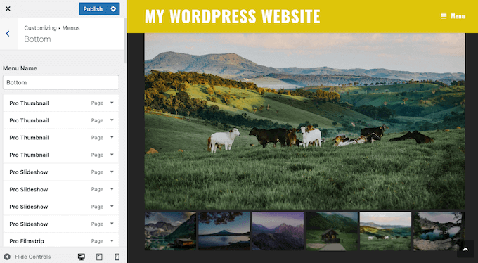 Añadir un menú personalizado a un diseño de fotografía de Photocrati