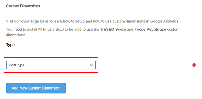 Selecting post type as a custom dimension in MonsterInsights Selecting post type as a custom dimension in MonsterInsights