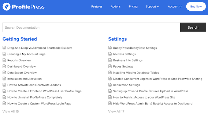 ProfilePress çevrimiçi belgeleri