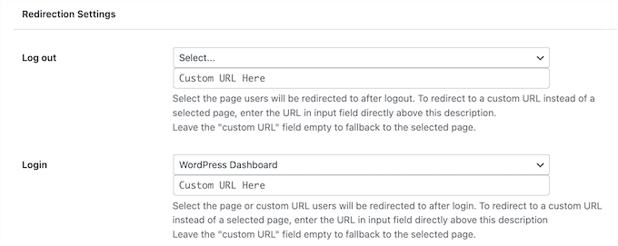 Giriş ve üyelik formlarınız için yönlendirmeleri nasıl ayarlayacağınız