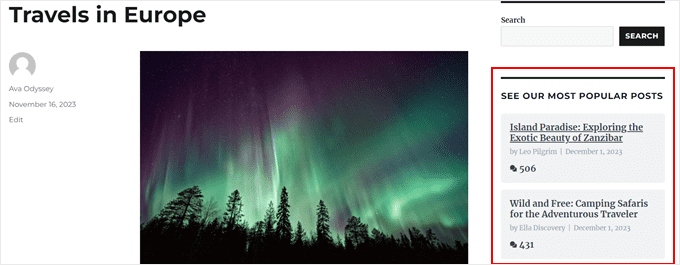 Example of the MonsterInsights popular posts widget in a sidebar Example of the MonsterInsights popular posts widget in a sidebar