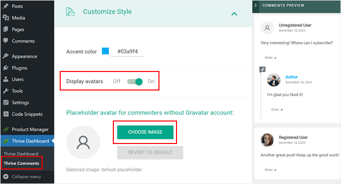 Choosing a custom gravatar in Thrive Comments Choosing a custom gravatar in Thrive Comments