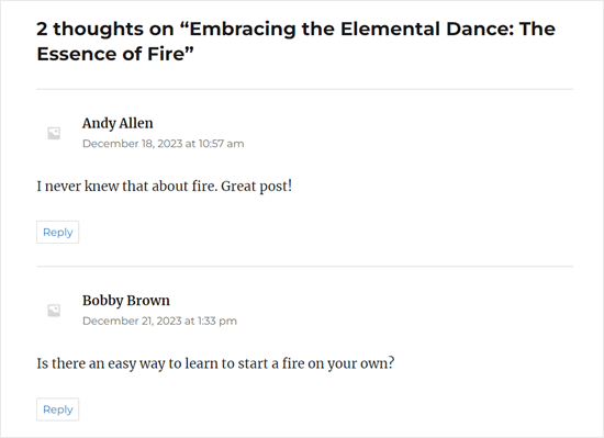 Example of comment author names that don't have links Example of comment author names that don't have links