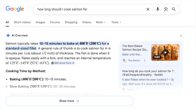 An example of an AI overview in Google