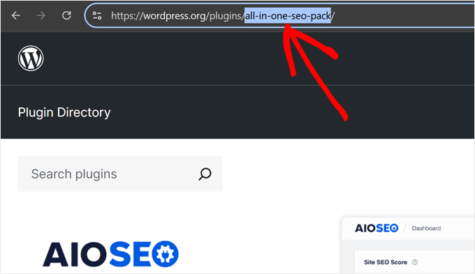 L'URL del plugin gratuito AIOSEO