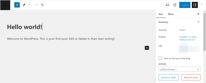 The Gutenberg block editor interface The Gutenberg block editor interface