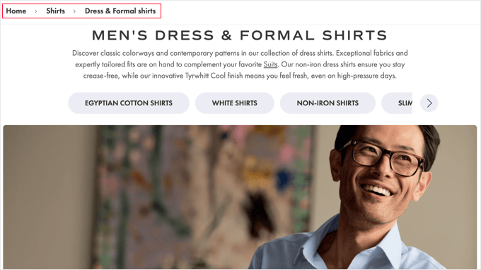 Example of Breadcrumbs on an Online Store Example of Breadcrumbs on an Online Store