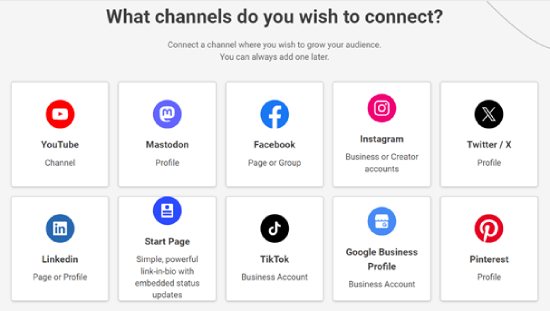 Choosing a social media channel to connect to Buffer Choosing a social media channel to connect to Buffer