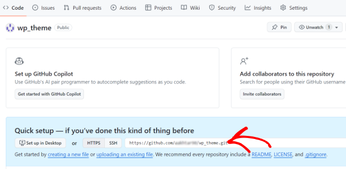 Copy repo link under quick setup Copy repo link under quick setup