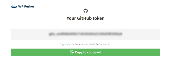Copy the GitHub token Copy the GitHub token