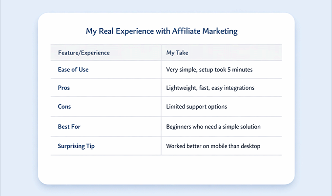 Créer un tableau pour promouvoir les produits d'affiliation