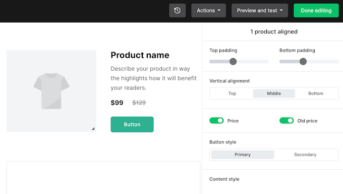 Personalizzazione dei modelli email integrati di MailerLite