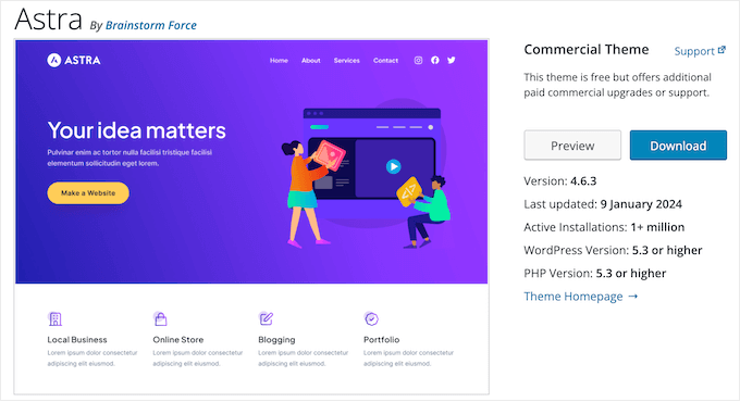 The free Astra WordPress theme The free Astra WordPress theme