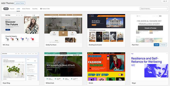 Browse free WordPress themes