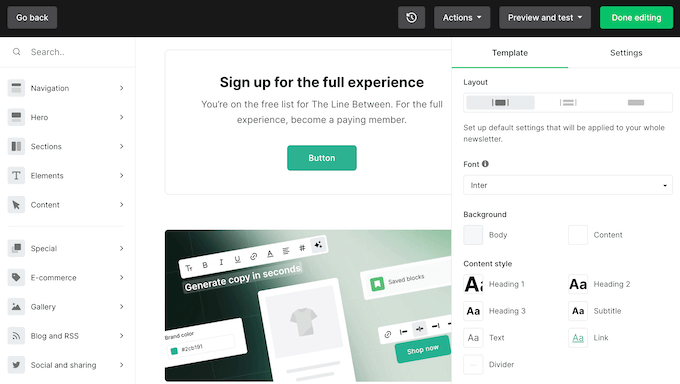 La dashboard di email marketing di MailerLite
