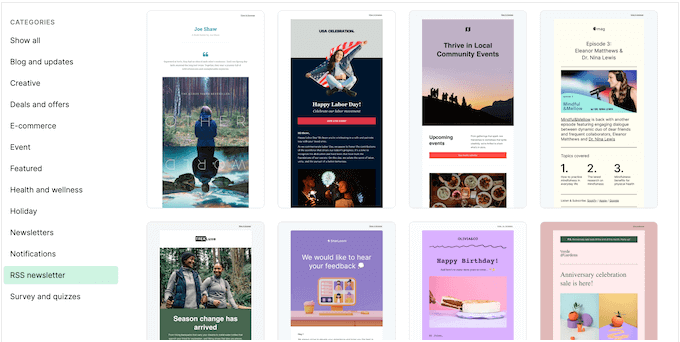 Modelli di newsletter via email di MailerLite