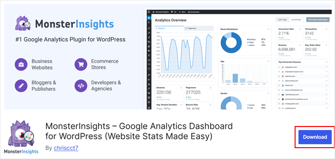 Download del plugin gratuito MonsterInsights