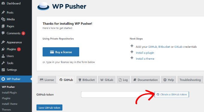 Obtain GitHub token Obtain GitHub token