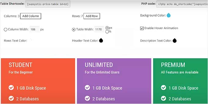 Pricing Table by Supsystic preview Pricing Table by Supsystic preview