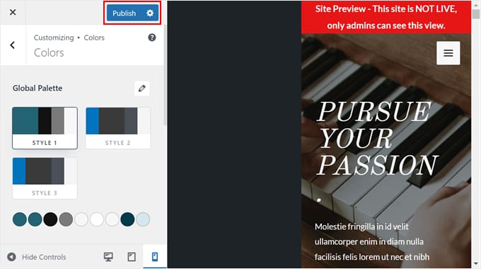 Publishing a classic WordPress theme in the Theme Customizer Publishing a classic WordPress theme in the Theme Customizer