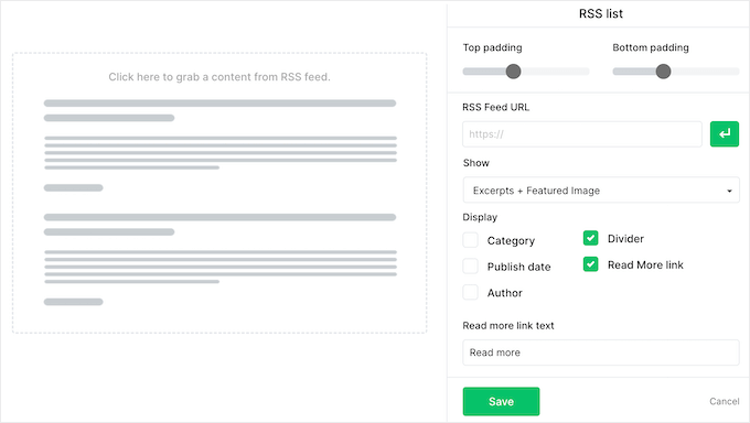 Creazione automatica di newsletter utilizzando un feed RSS