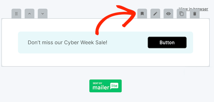 Salvataggio di blocchi MailerLite come modelli riutilizzabili