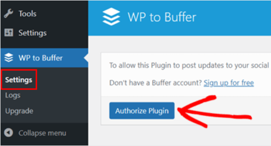 Authorizing the WordPress-Buffer connection Authorizing the WordPress-Buffer connection