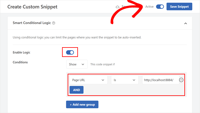 Utilizarea funcționalității de logică condițională în WPCode