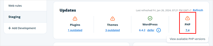 WP EngineでのPHPバージョンの変更