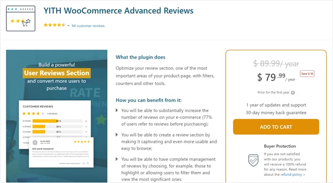 La page du plugin YITH WooCommerce Advanced Reviews