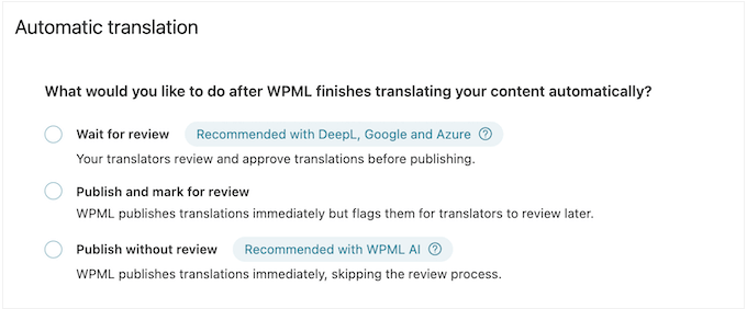 Publishing your automated translations automatically
