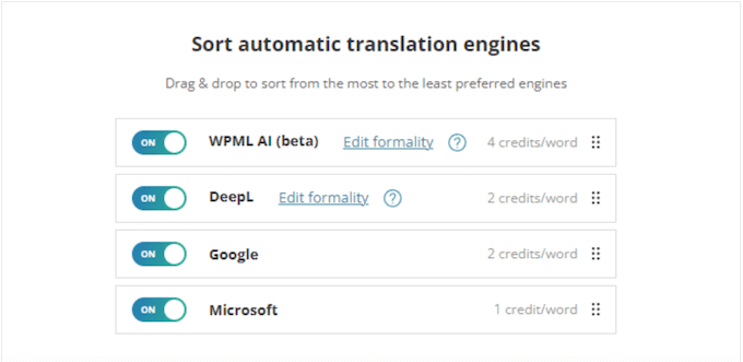 WPML's automatic, AI-powered translations engine