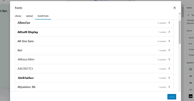 Navigați și selectați Google Fonts
