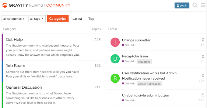 サポートフォーラムの例 サポートフォーラムの例