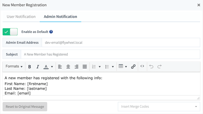 Personalización de notificaciones administrativas en tu sitio de membresía