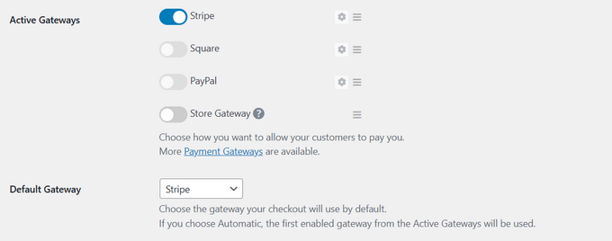 Choose a default payment method