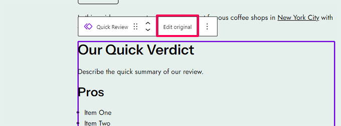 Modifica originale Modifica originale