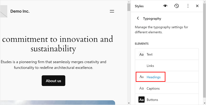 Clicking Headings in the Full Site Editor Clicking Headings in the Full Site Editor