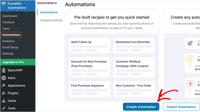 Click Create Automation button