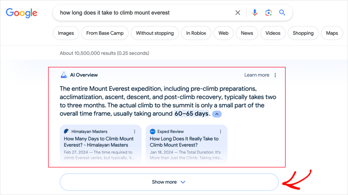 An example of a story, highlighted in Google's AI Overview