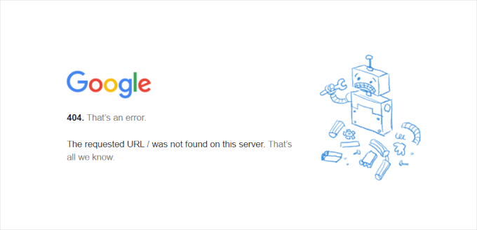 Un site Google Business affichant une erreur 404 Un site Google Business affichant une erreur 404