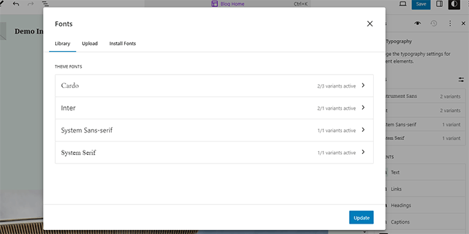Font installati disponibili con il tuo tema WordPress Font installati disponibili con il tuo tema WordPress