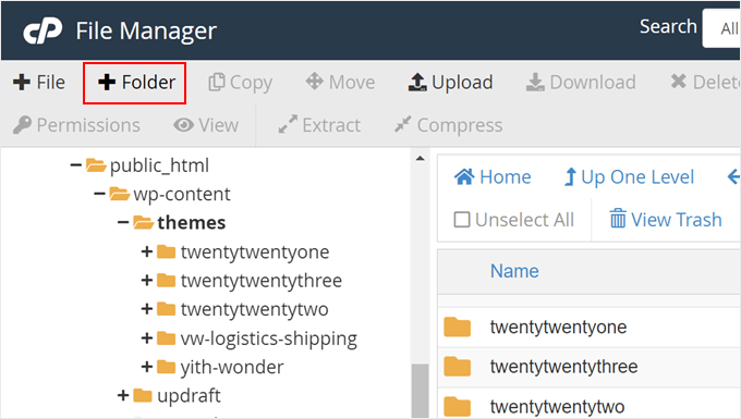 Creating a new folder in Bluehost file manager Creating a new folder in Bluehost file manager