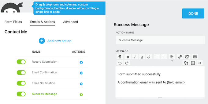 The Ninja forms drag and drop WordPress plugin The Ninja forms drag and drop WordPress plugin
