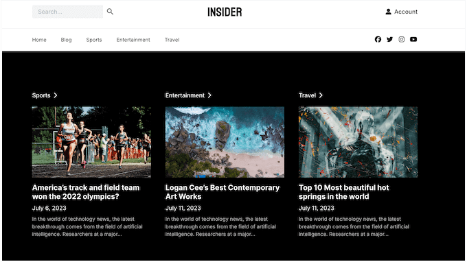 SeedProd プラグインの一部として含まれているニューステンプレートの例 SeedProd プラグインの一部として含まれているニューステンプレートの例